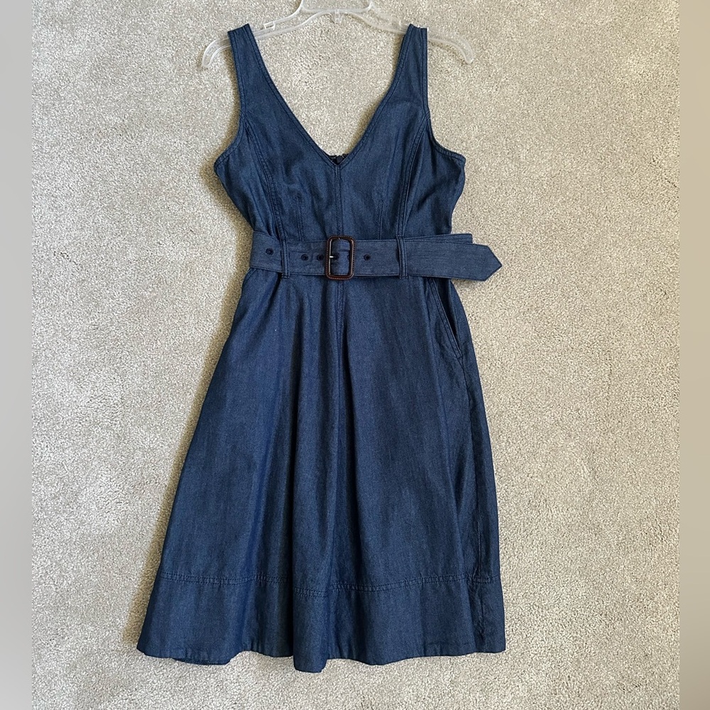 Banana Republic denim Dark Blue Midi Dress with Belt